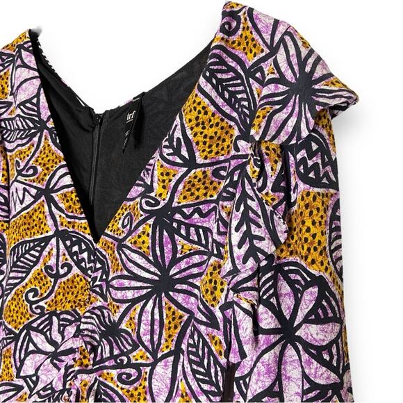 714. Zara TRF Gathered Mini V-Neck 3/4 Length Ruffled Sleeve Mini Dress Size XS - Picture 2 of 6